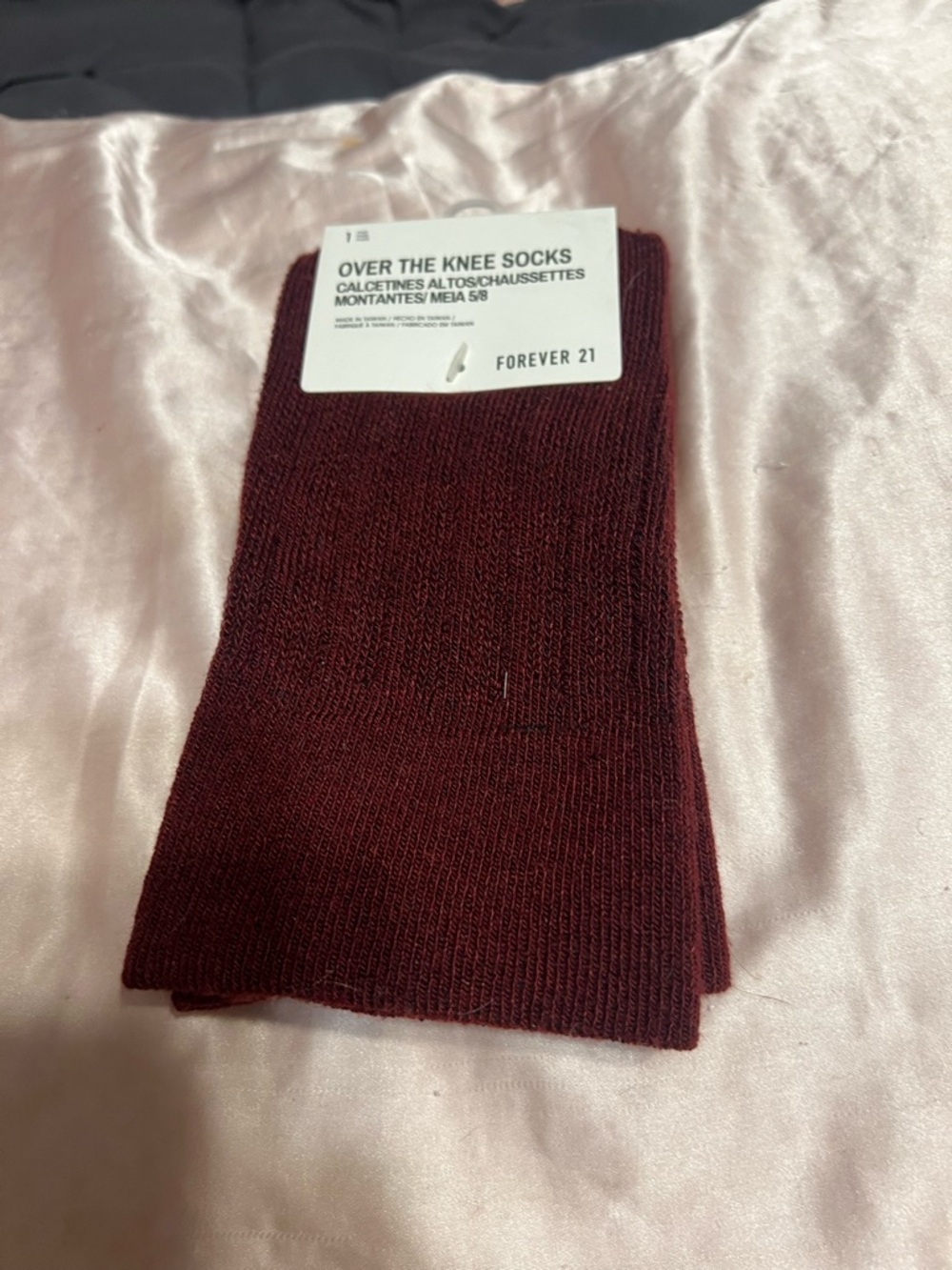 Forever 21 Ribbed Over-the-Knee Socks in Wine